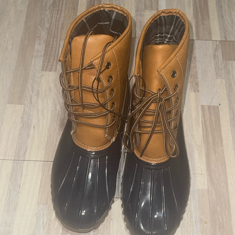Brown and Black Lace-Up Boots